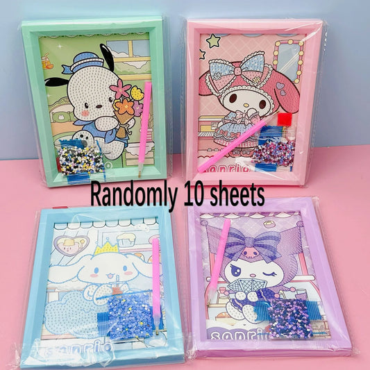 Macaron Frame Diamond Painting Sanrio Cartoon Pattern DIY Material Pack Diamond Painting with Frame Diamond Painting