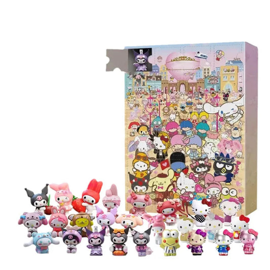 Sanrio Accessories Hello Kitty Christmas Advent Calendar Box Cinnamoroll Anime Figures Kuromi Model My Melody Xmas Gift Kid Toy