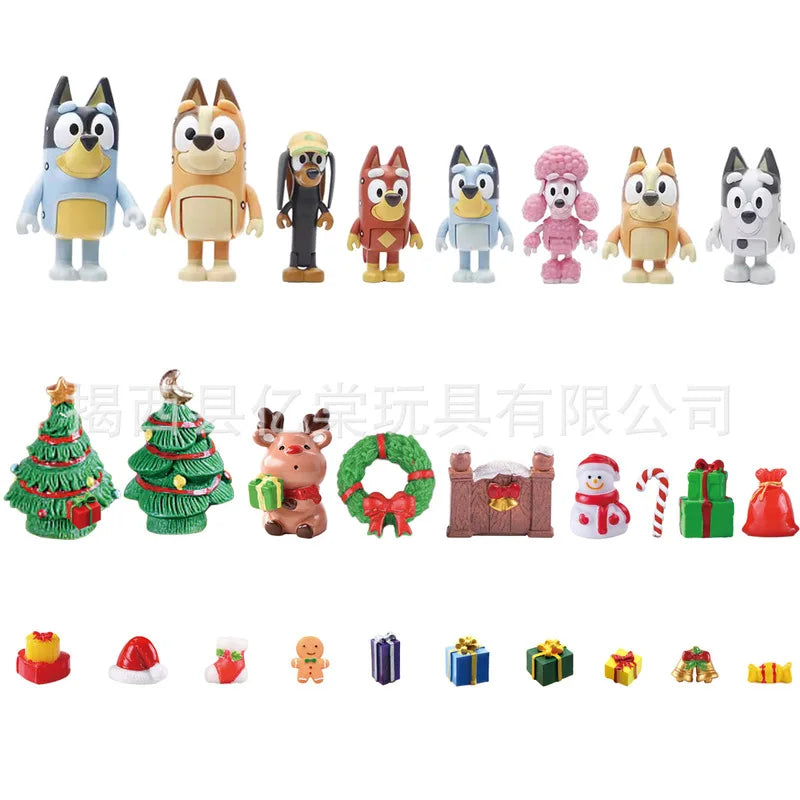 2024 New Bluey Blind Box Advent Halloween Christmas Bluey Christmas Blind Box 24 Countdown Calendar Blind Box Children's Gifts