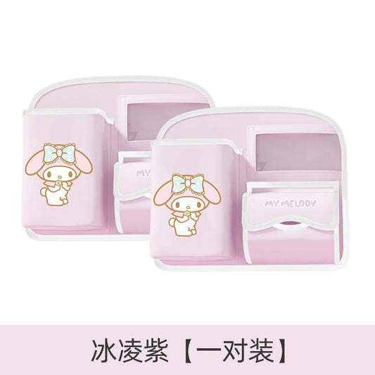 Sanrio HelloKitty Car Rear Seat Storage Bag Girl Cute Kawaii  Anime Figure Hanging Tissue Box Trash Can Family Car Supplies